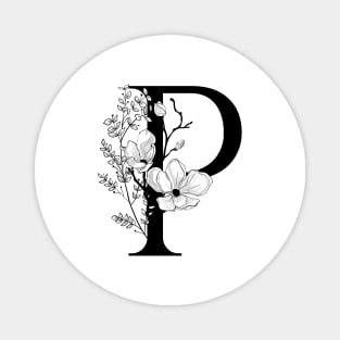 Letter P Monogram - Floral Initial Magnet